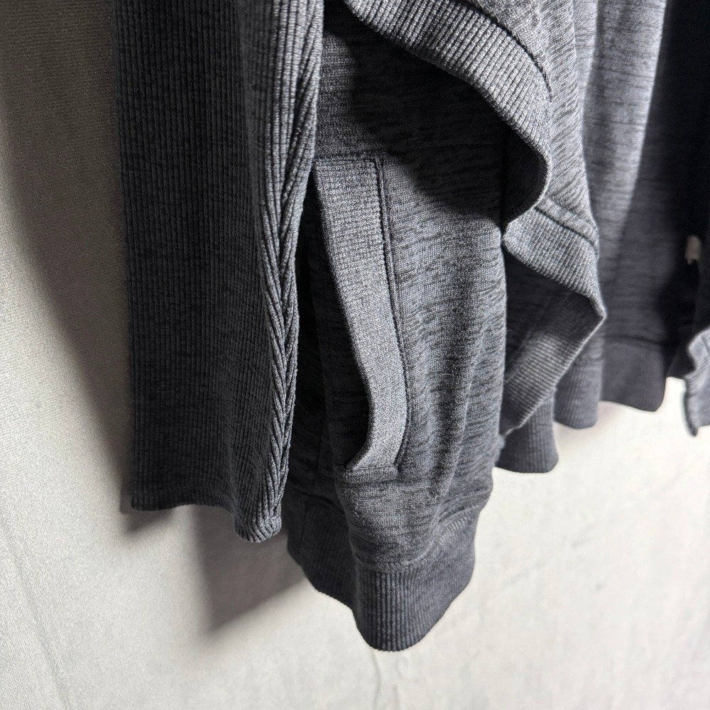 Athleta Heathered Charcoal Grey Hoodie Cardigan Sweater Open Front Size S Preppy - Picture 11 of 14